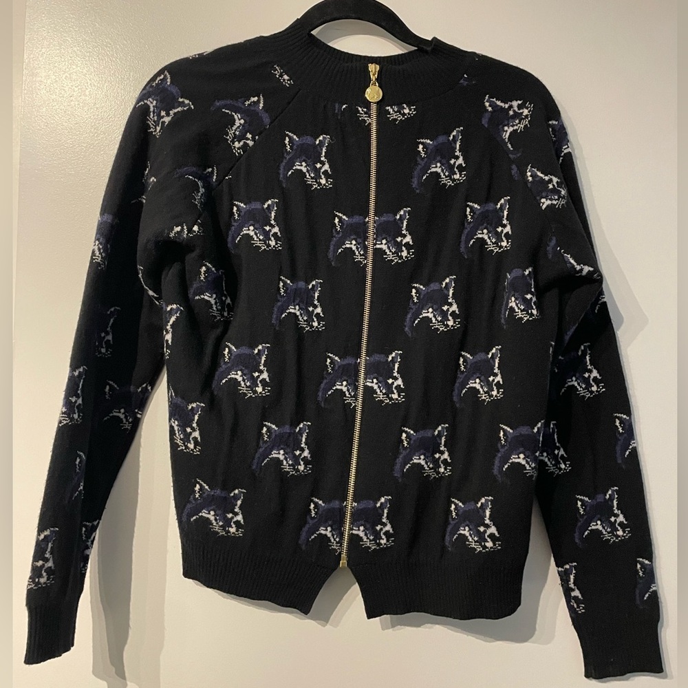 MAISON KITSUNE Black and Blue Fox Pattern Sweater